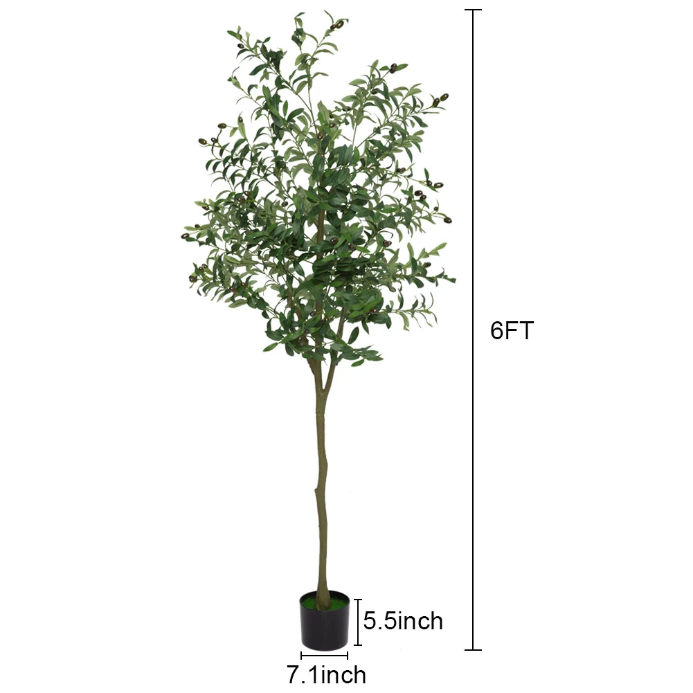 6ft 7ft Artificial Olive Tree Ornaments Fake Potted Olive Tree For Modern Home Office Living Room Floor Decor
