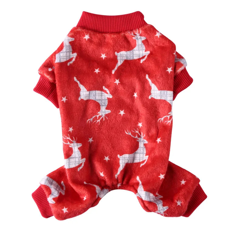 Pet Clothes Four-legged Christmas Dog Coats Costume Fleece Snowflake Cake Elk Autumn and Winter Dog Jackets Halloween Clothes