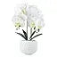 Orchids Artificial Flowers, 17'' White Faux Orchids with Gold Pot for Living Room Decor, White Faux Orchid Plant for Bathroom