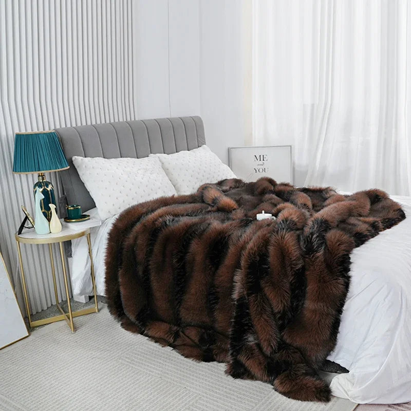 B3 Luxury Faux  Fur Winter Warm Blanket for Bed High-end Faux Mink Velvet Sofa Blanket Comfortable Sofa Blanket Throw