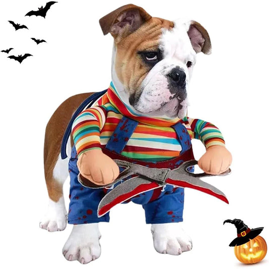 Fashion Halloween Small Dog Horror Movie Clothes Sweatshirt Set Cosplay Chucky Pet Party Costume Comical Outfits Halloween Dress