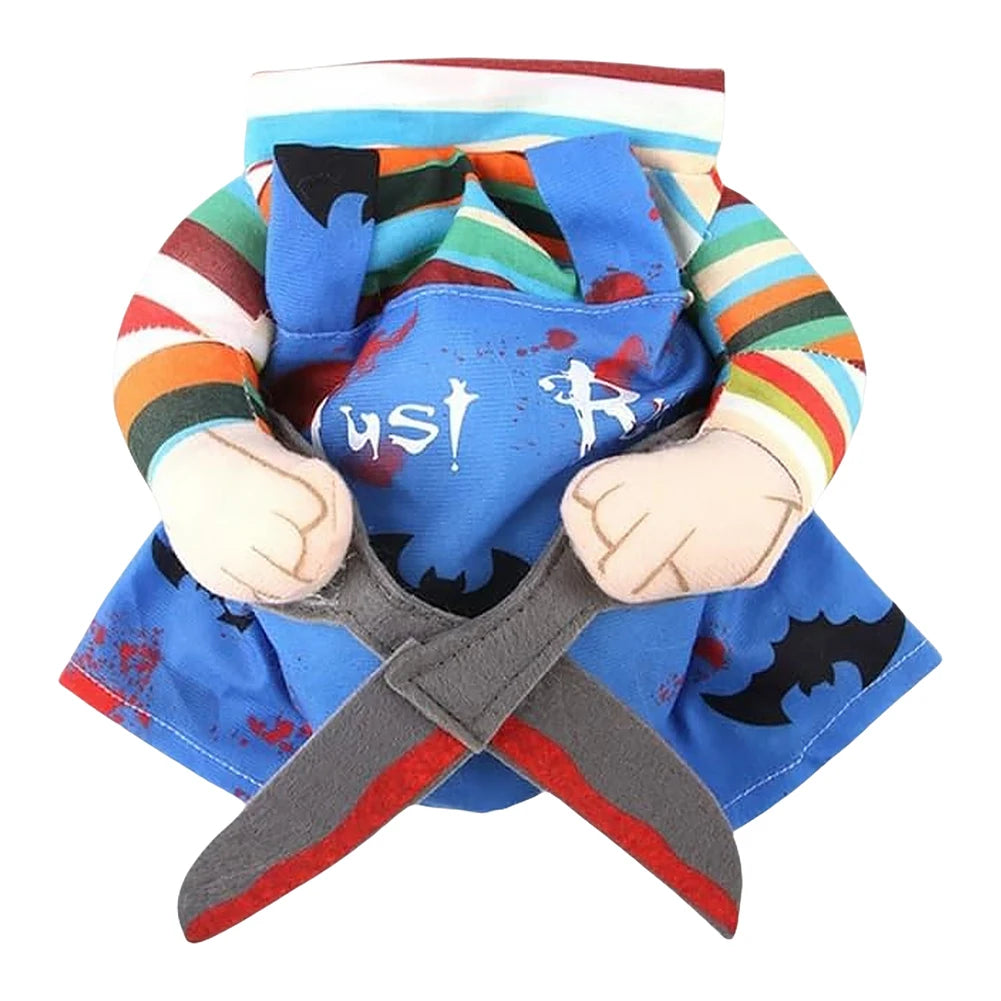 Fashion Halloween Small Dog Horror Movie Clothes Sweatshirt Set Cosplay Chucky Pet Party Costume Comical Outfits Halloween Dress