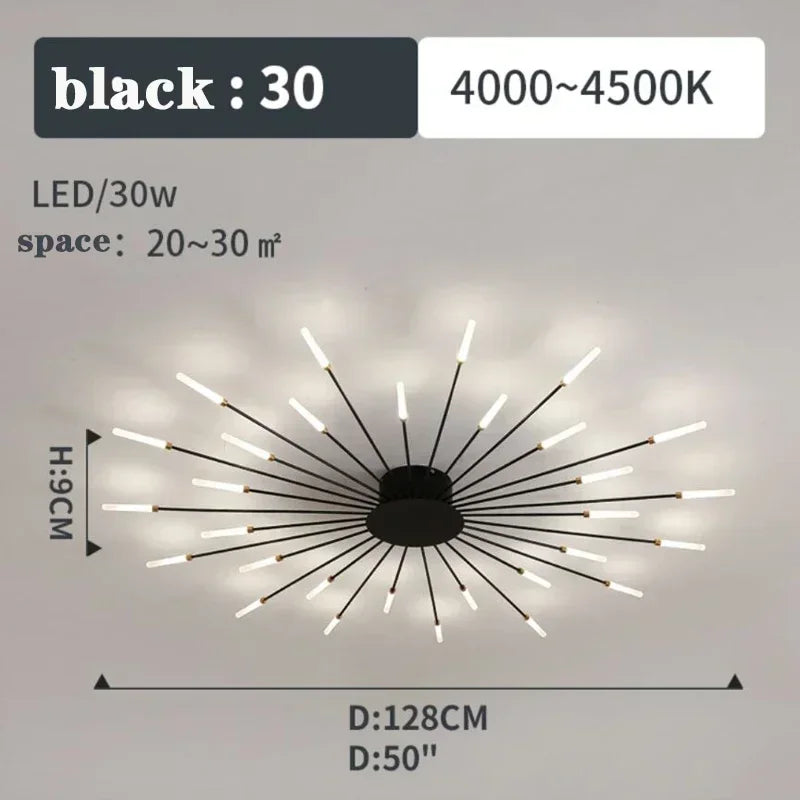 2025 Fireworks Design Ceiling Pendant Light for Living Room Bedroom Lighting Kitchen Chandelier Indoor LED Intelligent