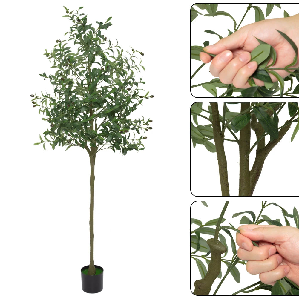 6ft 7ft Artificial Olive Tree Ornaments Fake Potted Olive Tree For Modern Home Office Living Room Floor Decor