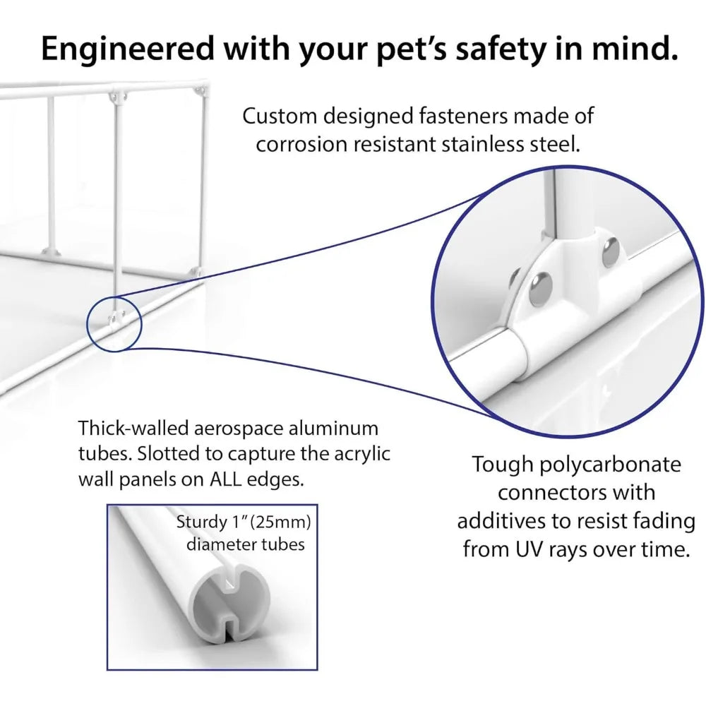 36" Tall Medium Lucidium Pet Pen, Silver