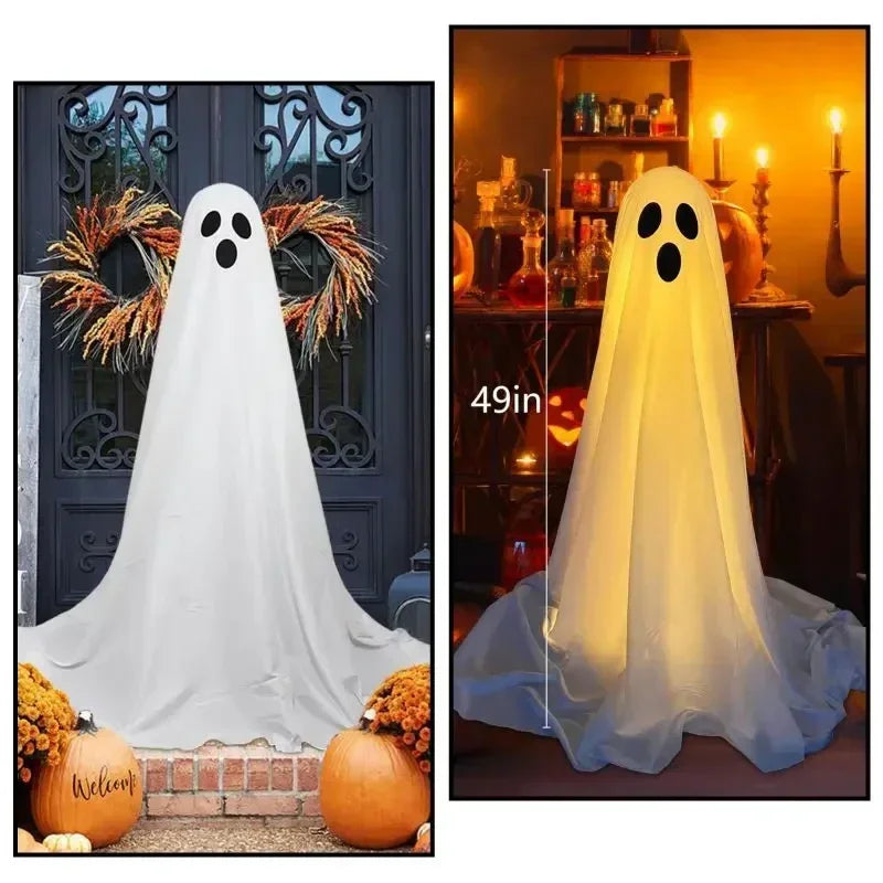 Halloween Ghost Decorations, Outdoor Spooky Ghost with Battery String Lights, Party Decor for Porch Home, Hanging Lantern Gift