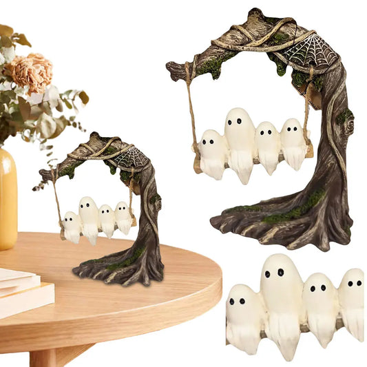 Halloween Cute Swinging Ghost Funny Tree Hanging Ornaments for Desktop (B)