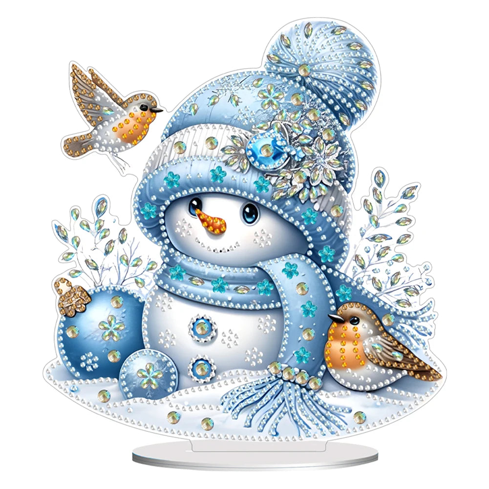 Christmas Snowman Diamond Painting Tabletop Ornaments Kit 5D DIY Diamond Art Tabletop Decorations for Home Office Desktop Decor