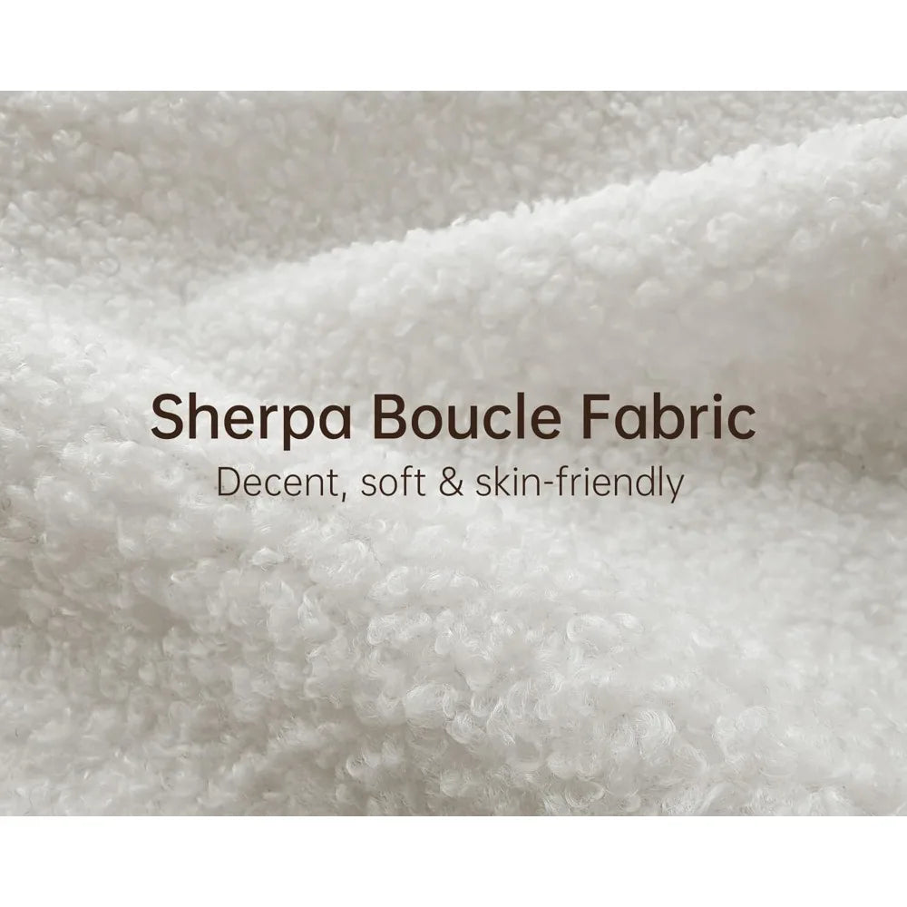 Sherpa Boucle Couch Armchair Single, Modern Sofa Upholstered Deep Chair with Soft Throw Pillow Skin-Friendly Minimalist