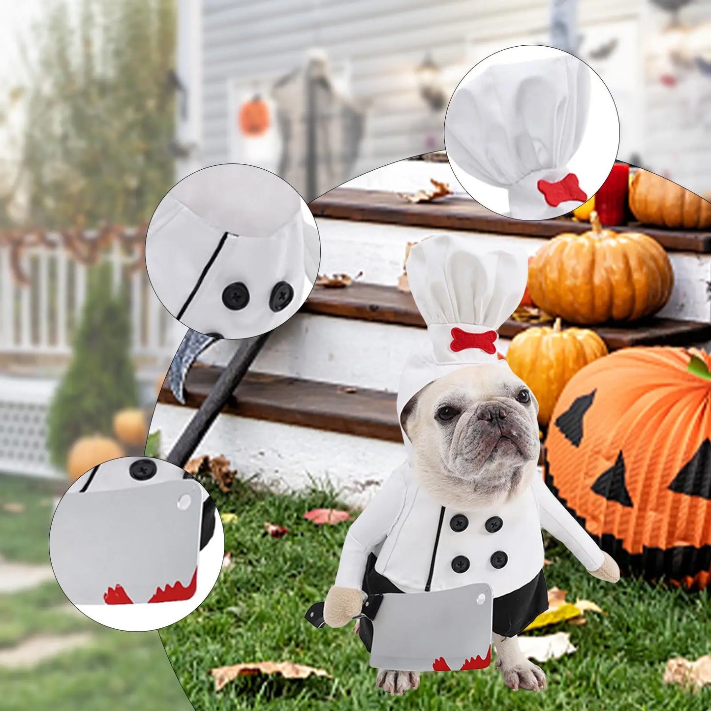 Pet Chef Hat Costume Set Dog Halloween Costume for Stage Performance Holiday