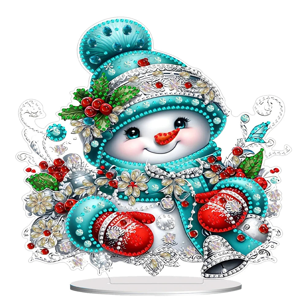 Christmas Snowman Diamond Painting Tabletop Ornaments Kit 5D DIY Diamond Art Tabletop Decorations for Home Office Desktop Decor