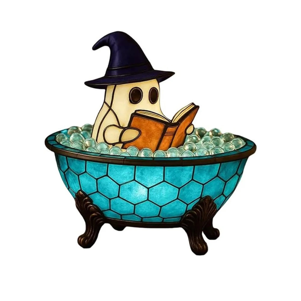 LED Ghost Bubble Bath Lamp Battery Powered Halloween Ghost Night Light Ghost Bathtub Accent Lamp for Home Bathroom Decor