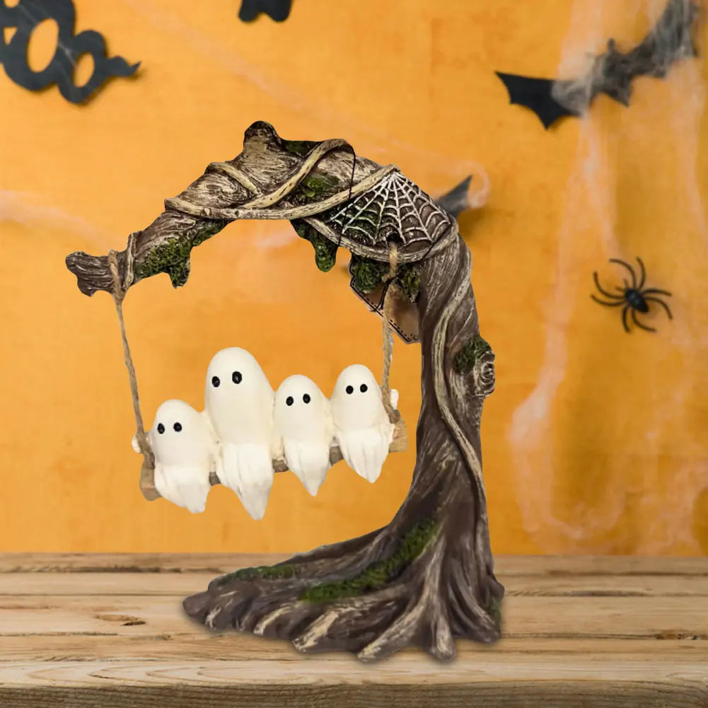 Halloween Cute Swinging Ghost Funny Tree Hanging Ornaments for Desktop (B)