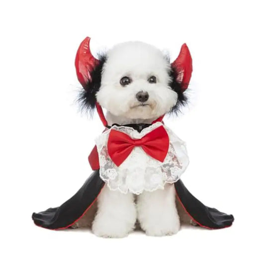 New Dog Halloween Costume Pet Demon Shirts with Vampire Headband Puppy Halloween Costumes for Small Dogs Cloak 2024