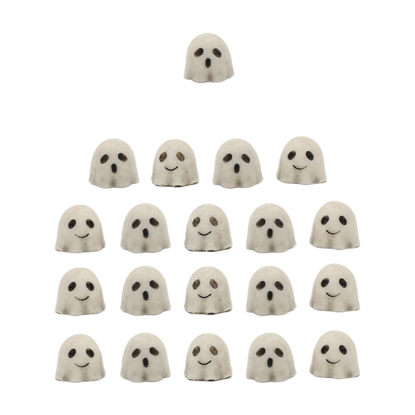 Halloween Pumpkin Table Centerpiece with LED Lights and Spooky Ghost Figurines for Home Party Decoration and Tiered Tray Display