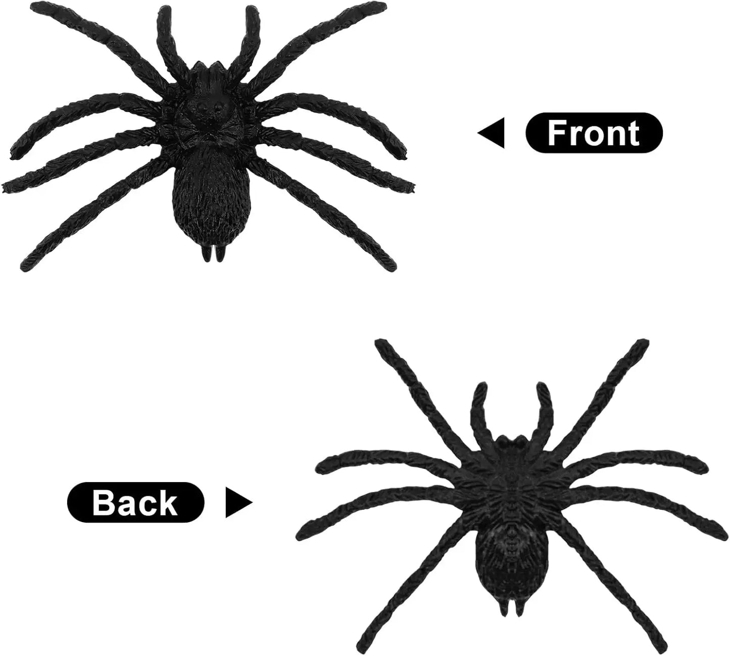 8PCS Halloween Fake Spiders – Large Plastic Spider Decorations for Party, Prank & Home Decoration (3.9 x 3.7 Inch)