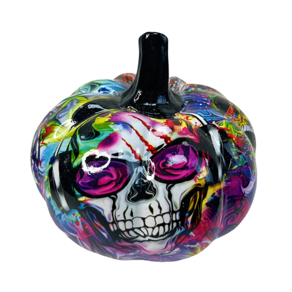 Horror Skull Halloween Pumpkin Decoration Resin Pumpkin Figurines Halloween Pumpkin Desktop Ornaments for Home Decor