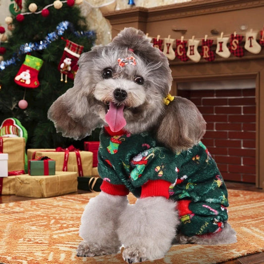 Pet Clothes Four-legged Christmas Dog Coats Costume Fleece Snowflake Cake Elk Autumn and Winter Dog Jackets Halloween Clothes