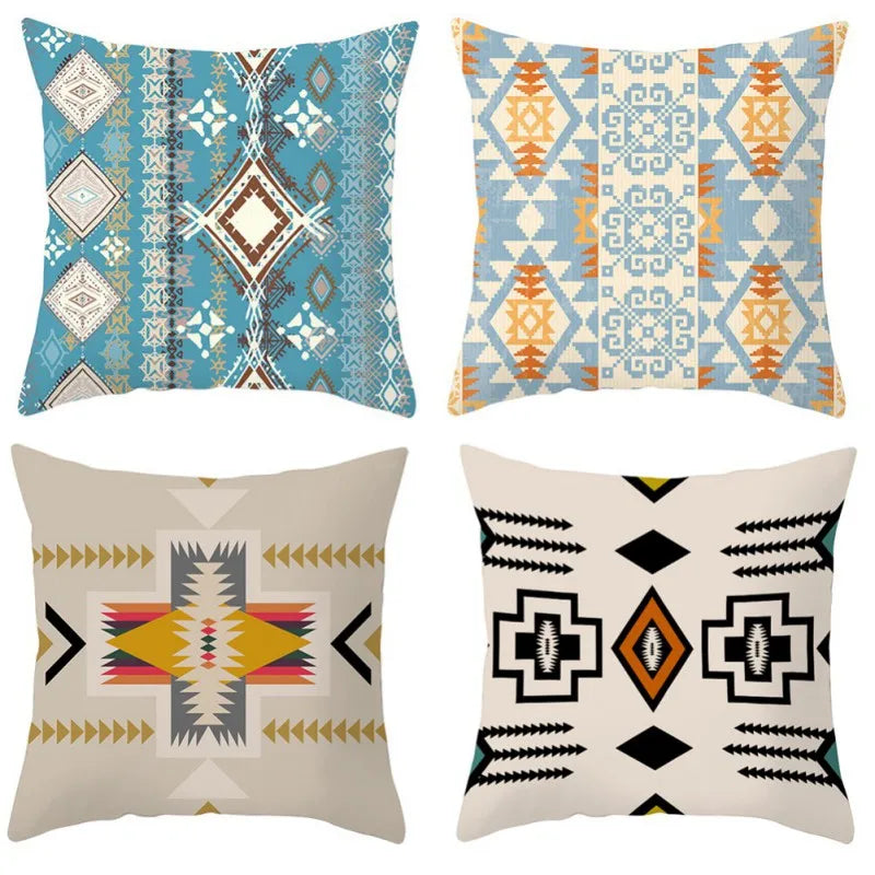 1/4pcs Bohemian Throw Pillows Case Sofa Cushions Decorative Linen Comfortable Geometric Cushion Cover Home Pillowcase Multi-Styl