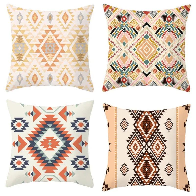1/4pcs Bohemian Throw Pillows Case Sofa Cushions Decorative Linen Comfortable Geometric Cushion Cover Home Pillowcase Multi-Styl