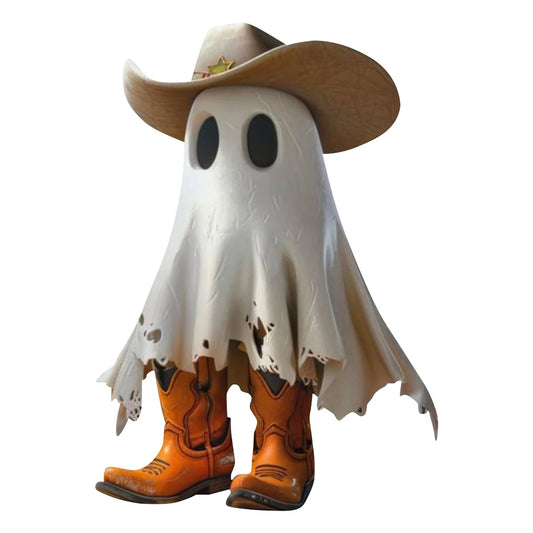 Halloween Ghost Ornaments Ghost Cowboy with Boots Ghost Sculpture Statue Outdoor Statue for Tabletop Halloween Decor Ghost Decor