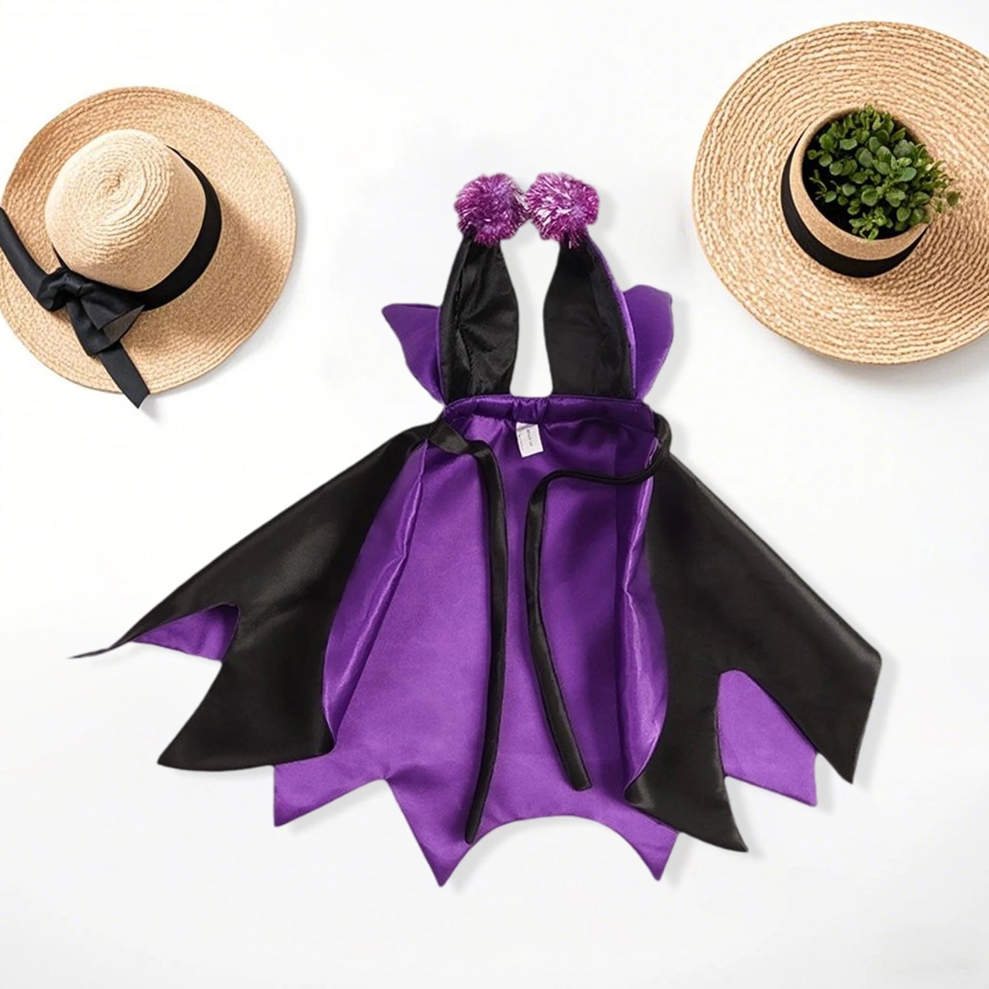 Halloween Pet Costume Set Funny Devil Cosplay Outfit with Cape and Tie-up Collar for Dog Cat Party Supplies and Accessories