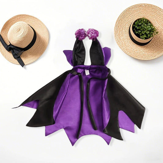 Halloween Pet Costume Set Funny Devil Cosplay Outfit with Cape and Tie-up Collar for Dog Cat Party Supplies and Accessories