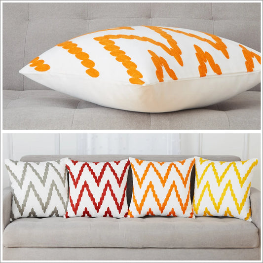 Yellow Embroidered Decorative Modern Square Throw Pillow Covers Embroidery Pillow Cushion Cases for Couch Sofa Bedroom Living Ro