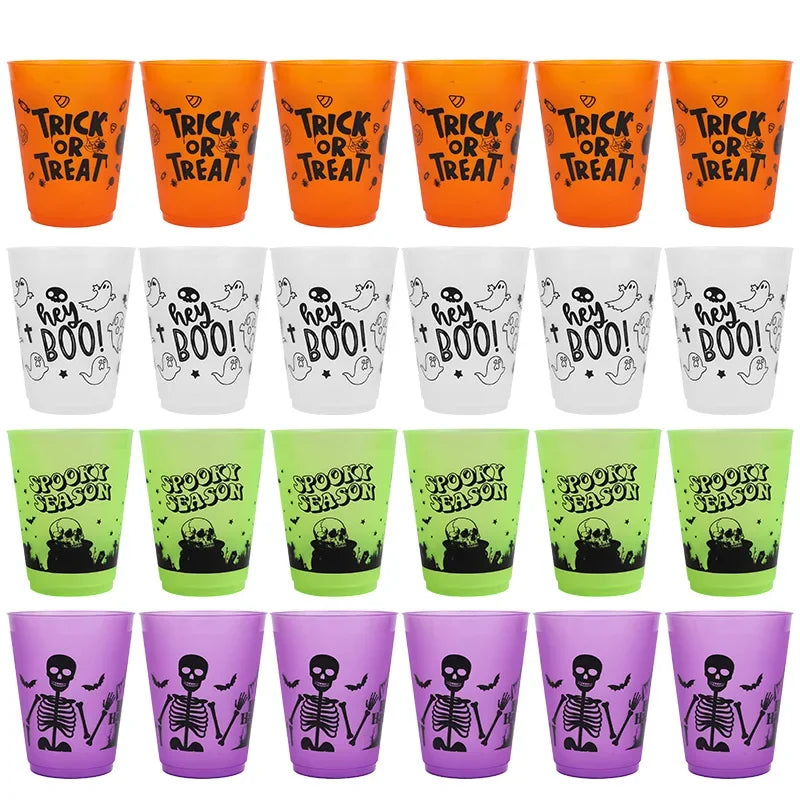 8-24Pcs Halloween Drinking Cups Boo Skull Plastic Juice Cocktail Cup for Halloween Party Home Table Decoration Supplies
