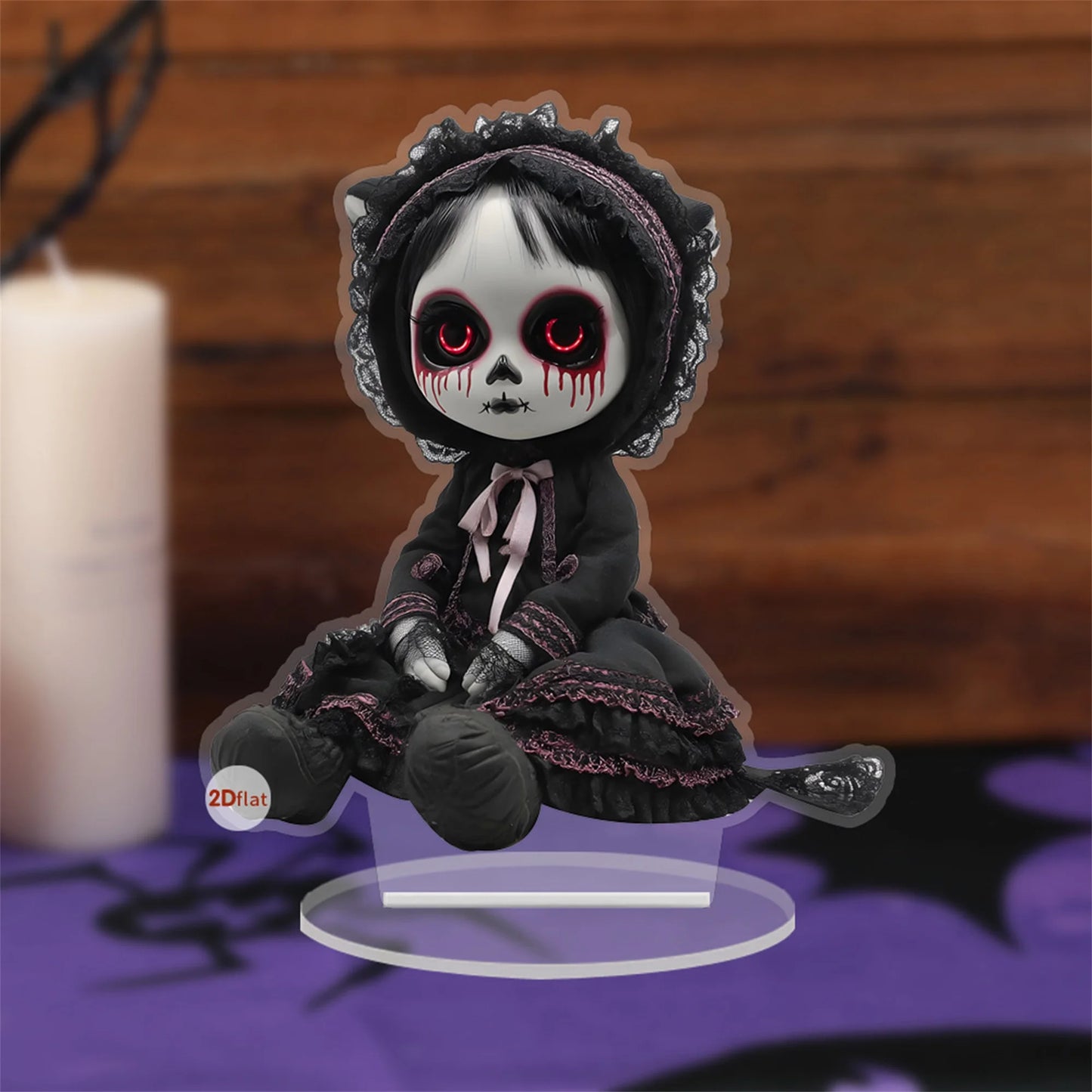 Halloween Tabletop Decor 3D Acrylic Ghostly Figure Haunted House Miniature Spooky Doll for Office Home Party Display