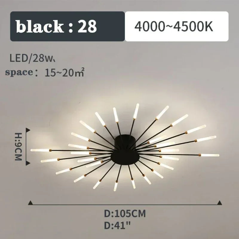 2025 Fireworks Design Ceiling Pendant Light for Living Room Bedroom Lighting Kitchen Chandelier Indoor LED Intelligent