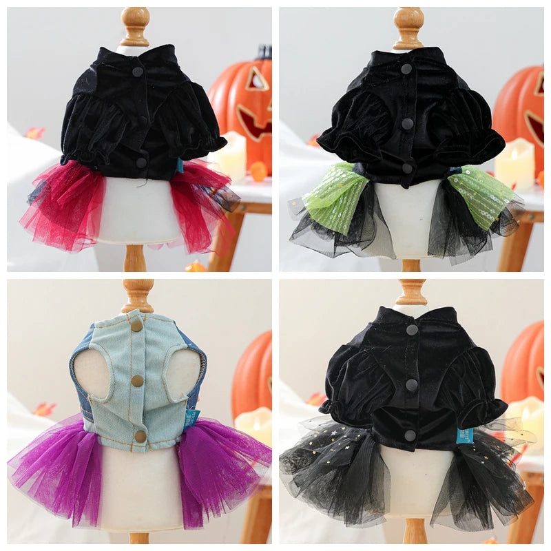 Halloween Girl Jacket For Dog Clothes Autumn Winter Pet Cat Coat Puppy Princess XS XL Dresses For Small Puppy Animal Chihuahua