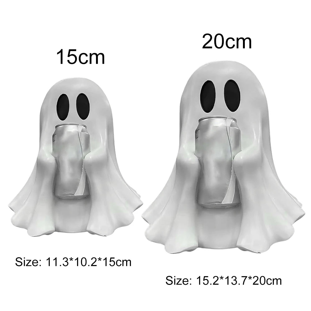 Halloween Ghost Can Holder Cute Resin Ghost Drink Holder Stand Funny Party Accessory Halloween Decor Props Spooky Party Supplies