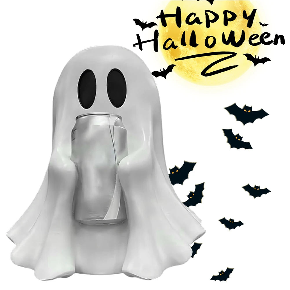 Halloween Ghost Can Holder Cute Resin Ghost Drink Holder Stand Funny Party Accessory Halloween Decor Props Spooky Party Supplies
