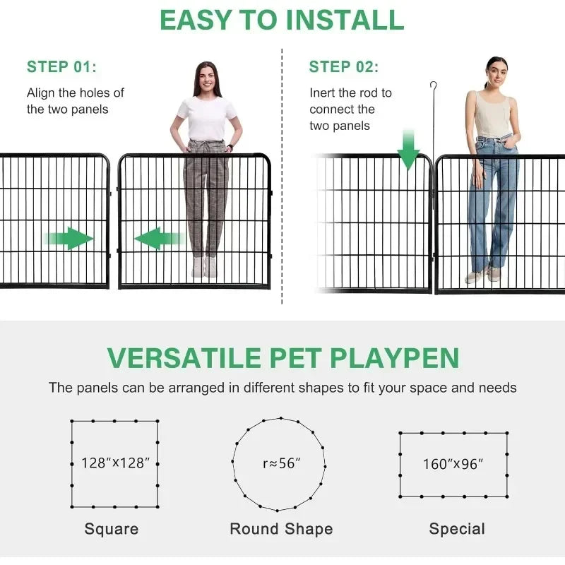 Dog Pen Pet Playpen Kennel Fence Outdoor Indoor Play Yard Puppy Exercise Barrier 31'' W x 24'' H 16 Panels (16 Panels,24 Inches)