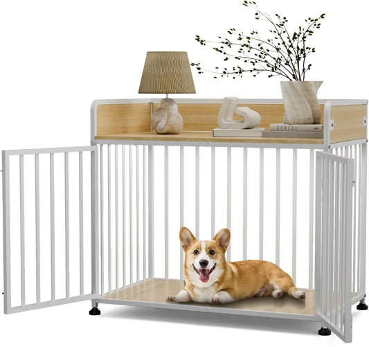 42inch Dog Crate Furniture, Medium Dog Kennel Indoor, Wooden-Metal Dog Cage, End Table , 42" L X 24" W X 36" H