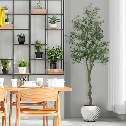6ft 7ft Artificial Olive Tree Ornaments Fake Potted Olive Tree For Modern Home Office Living Room Floor Decor