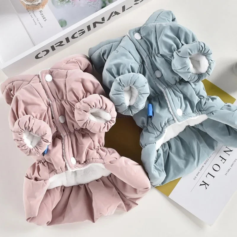 Dog Pet Super Warm Dress Winter Puppy Pet Dog Coats Princess Floral Bubble Skirt Dog Cat Hooded Chihuahua Yorkie Clothing Jacket