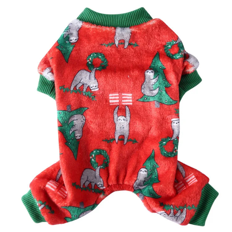 Pet Clothes Four-legged Christmas Dog Coats Costume Fleece Snowflake Cake Elk Autumn and Winter Dog Jackets Halloween Clothes