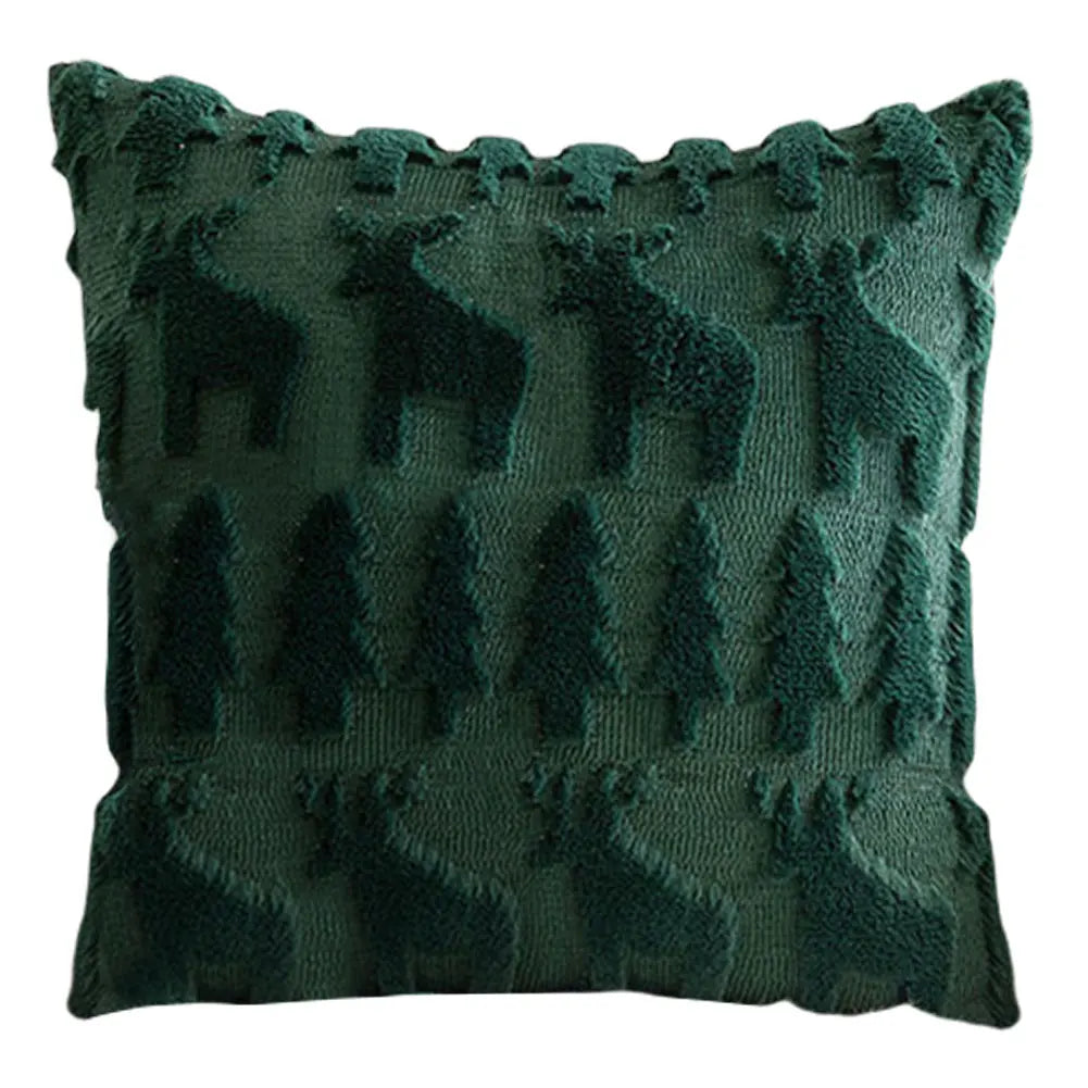 Christmas Pillow Covers 45x45cm Soft Plush Pillowcase Couch Cushion Case for Couch Sofa Holiday Festivals Winter Home Decor