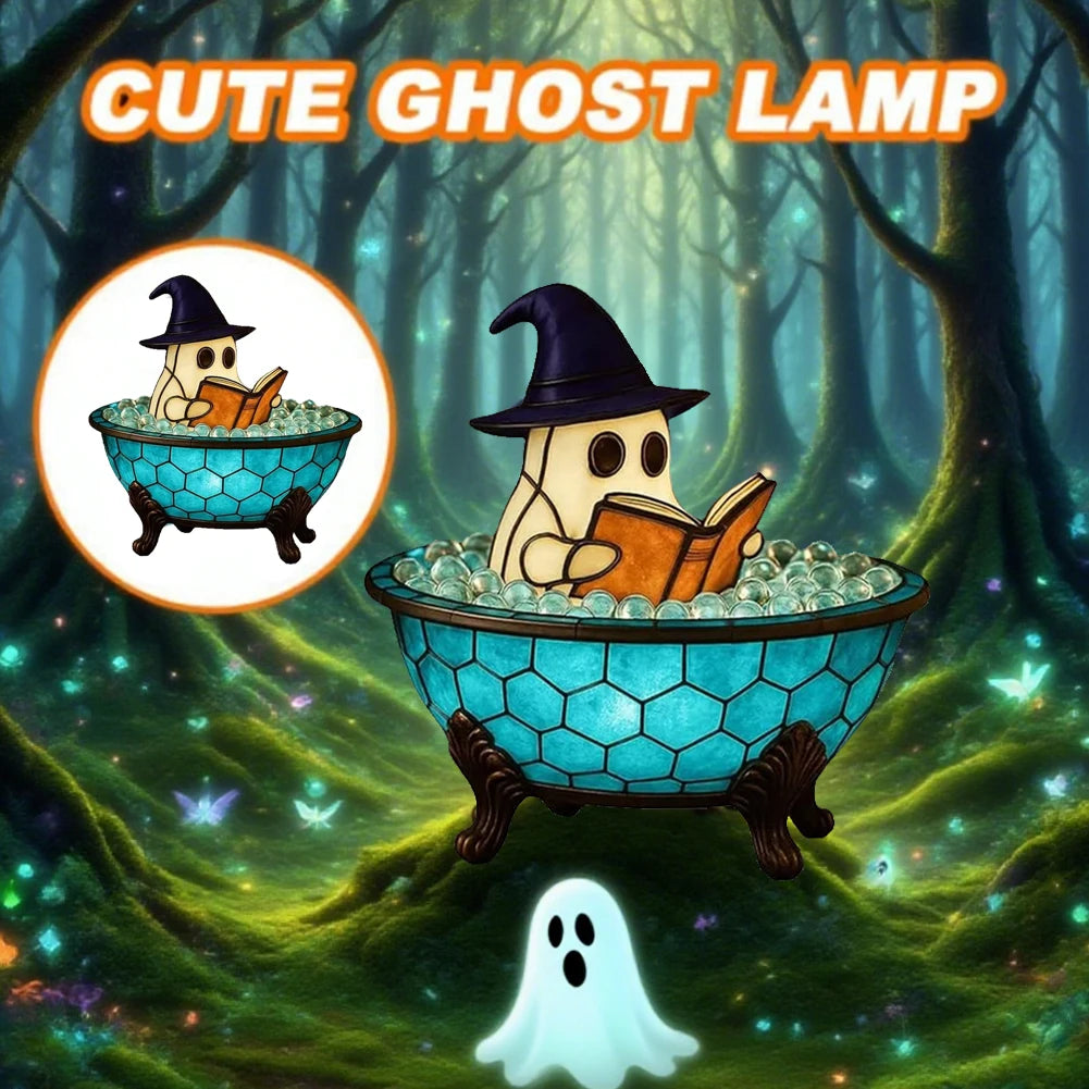 LED Ghost Bubble Bath Lamp Battery Powered Halloween Ghost Night Light Ghost Bathtub Accent Lamp for Home Bathroom Decor