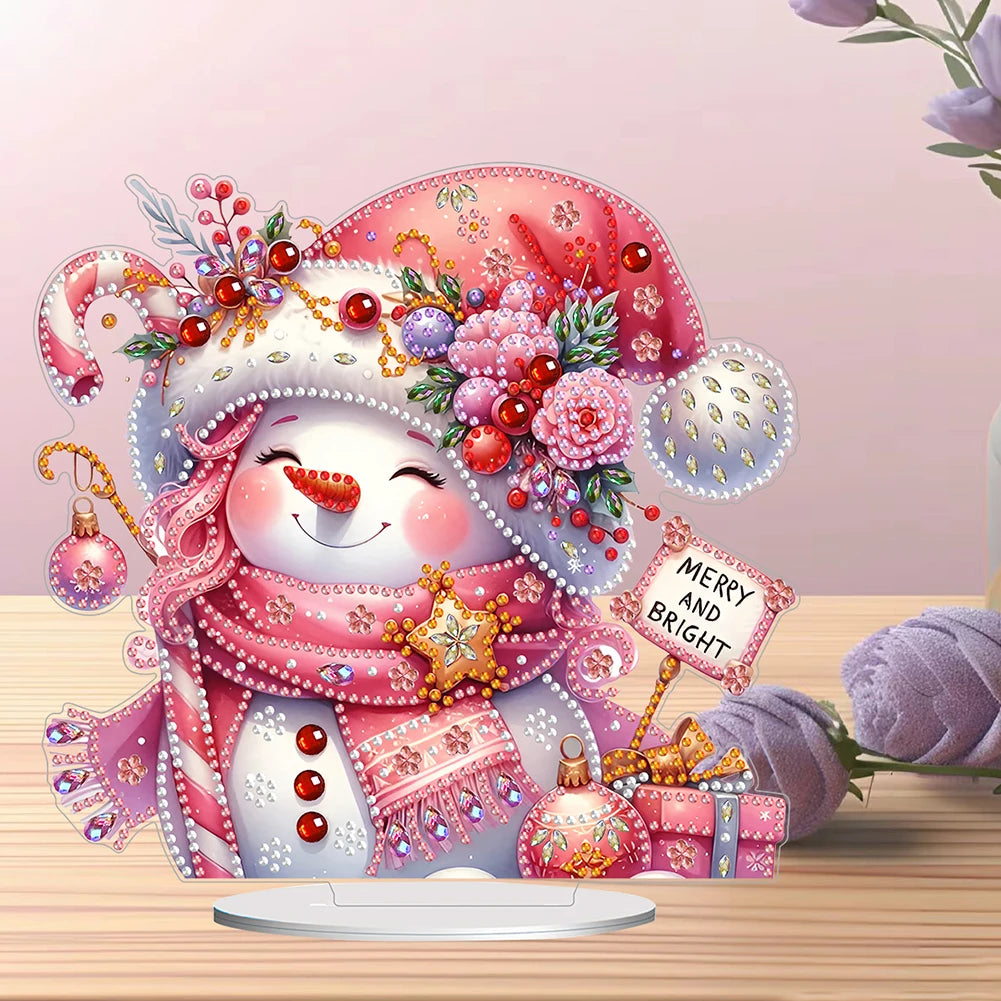 Christmas Snowman Diamond Painting Tabletop Ornaments Kit 5D DIY Diamond Art Tabletop Decorations for Home Office Desktop Decor