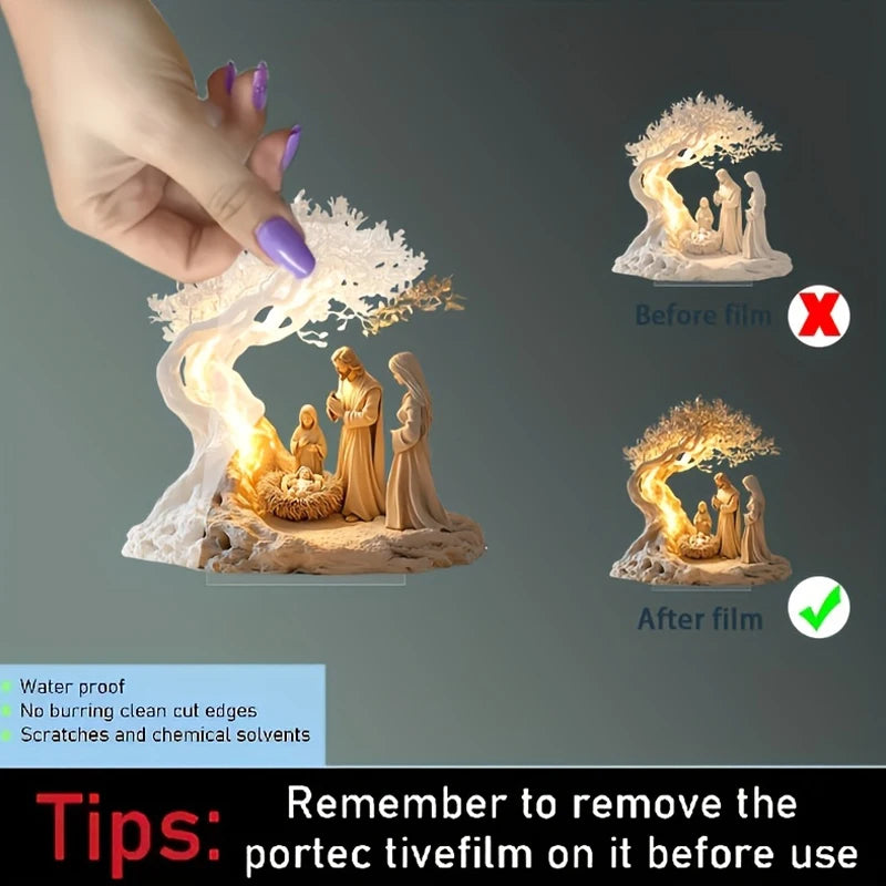 1Pc Easter 2D Nativity Scene Figurine Tabletop Decor Nativity Figurines Set Home Decoration Church Gift