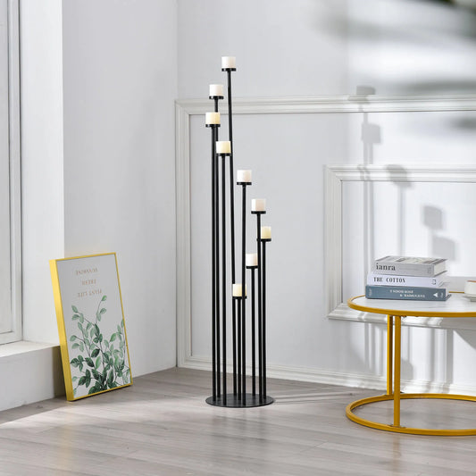Black 9 Arm Floor Candle Holder Candelabra for Home Decor Weddings Dinner Parties Chrismas Formal Events 46.3inches