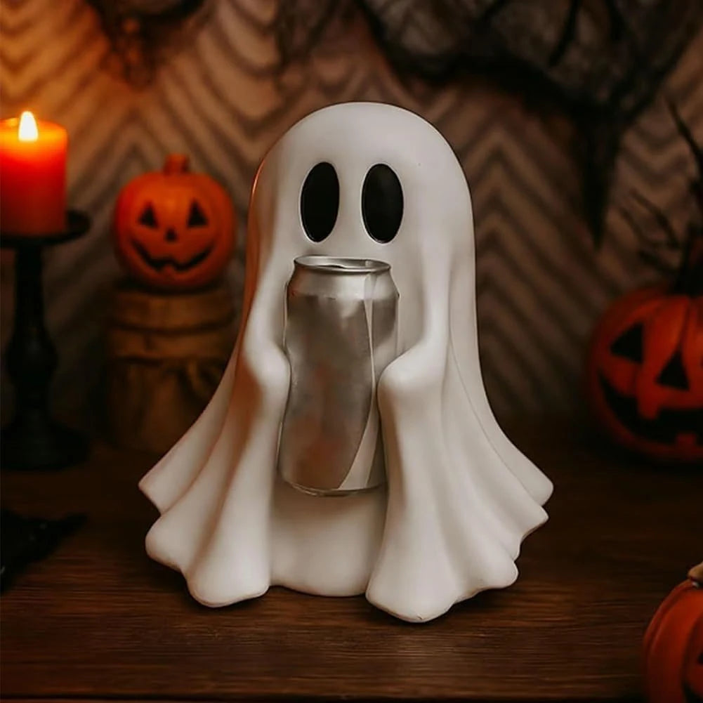 Halloween Ghost Can Holder Cute Resin Ghost Drink Holder Stand Funny Party Accessory Halloween Decor Props Spooky Party Supplies