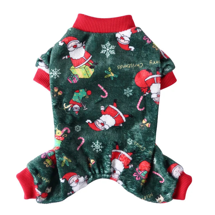Pet Clothes Four-legged Christmas Dog Coats Costume Fleece Snowflake Cake Elk Autumn and Winter Dog Jackets Halloween Clothes