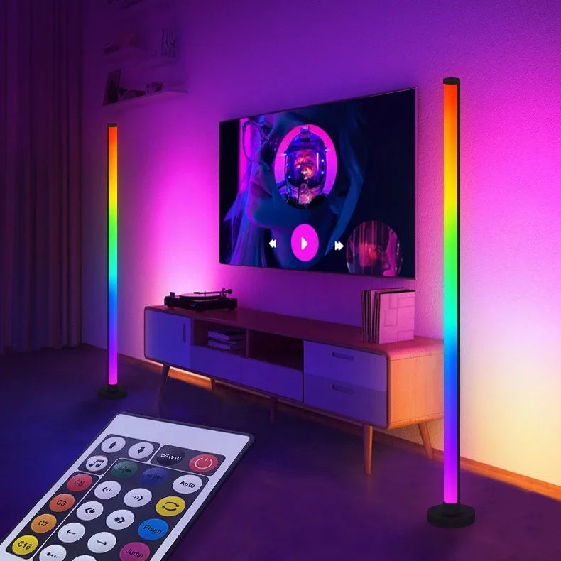 Smart RGB Floor Lamp with Music Sync  Modern Mood Lighting LED Stand Lights for Bedroom Game Room Living Room Decor