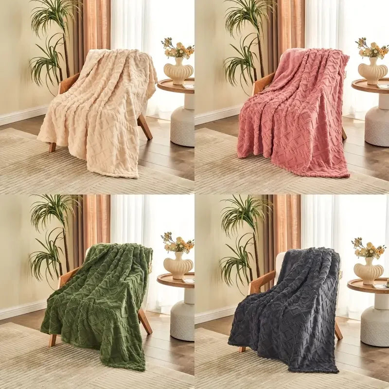 ltra-Soft 3D Plush 1pc Luxurious Fleece Blanket - Dense Weave for Exceptional Warmth, Cozy Flannel Throw