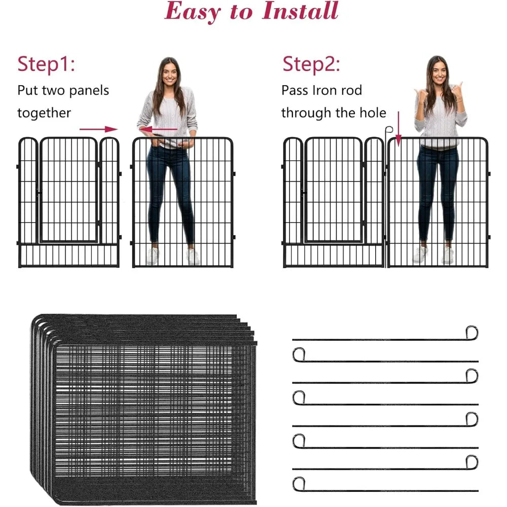 Dog Playpen, 40 inch Height 28 Panels Heavy Duty Dog Fence Pet Playpen with Door, Anti-Rust Dog Exercise Pen with Lock, Portable