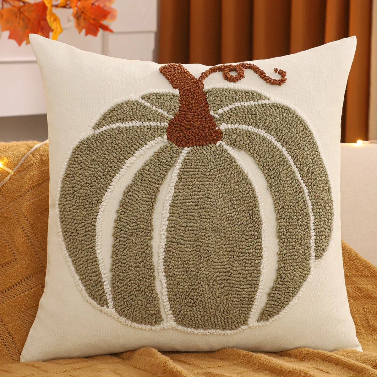 1 PC Tufting Halloween Decoration Throw Pillow Cover Pumpkin Canvas Autumn Thanksgiving Harvest Home Decoration Living Room